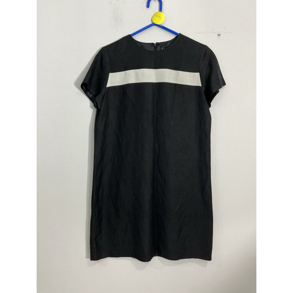 Womans Finity Size 12 Black Short Sleeve Crew Neck Knee Length Shift Dress
